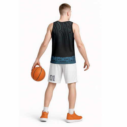 New Zealand Maori Kowhaiwhai Basketball Jersey Kikorangi Maui and Mangopare - Aussie Hoodie