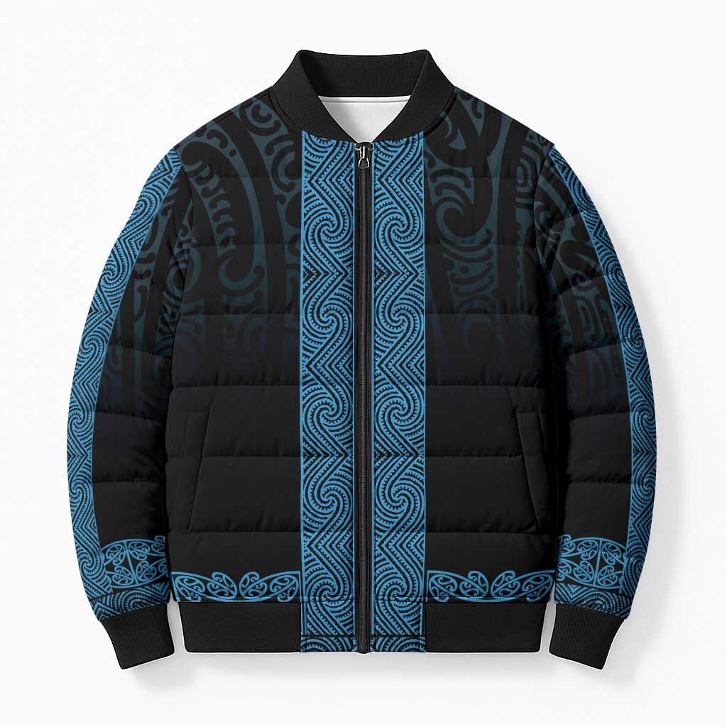 New Zealand Maori Kowhaiwhai Bomber Puffer Jacket Kikorangi Maui and Mangopare - Aussie Hoodie