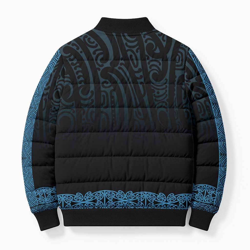 New Zealand Maori Kowhaiwhai Bomber Puffer Jacket Kikorangi Maui and Mangopare - Aussie Hoodie