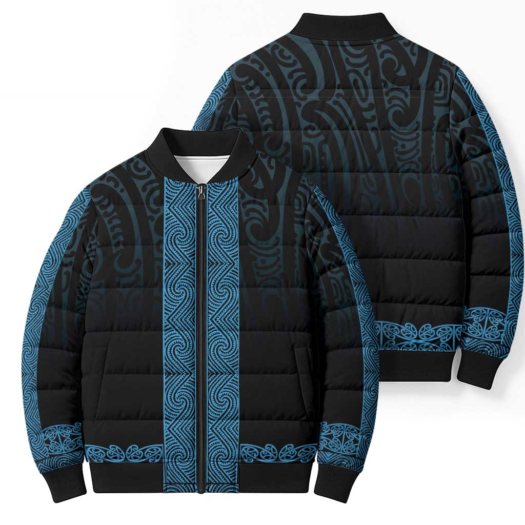 New Zealand Maori Kowhaiwhai Bomber Puffer Jacket Kikorangi Maui and Mangopare - Aussie Hoodie