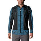 New Zealand Maori Kowhaiwhai Button Sweatshirt Kikorangi Maui and Mangopare