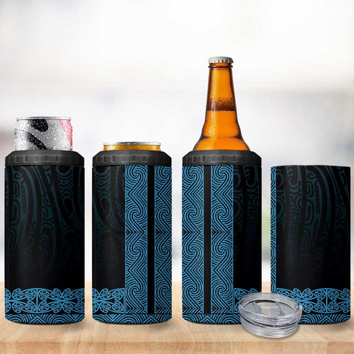 New Zealand Maori Kowhaiwhai 4 in 1 Can Cooler Tumbler Kikorangi Maui and Mangopare
