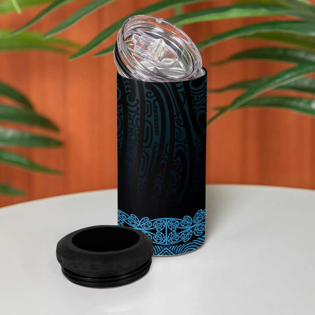 New Zealand Maori Kowhaiwhai 4 in 1 Can Cooler Tumbler Kikorangi Maui and Mangopare