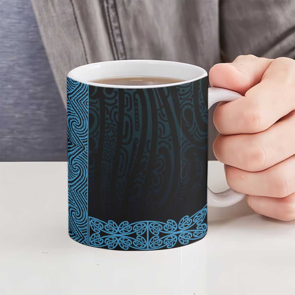 New Zealand Maori Kowhaiwhai Ceramic Mug Kikorangi Maui and Mangopare - Aussie Hoodie