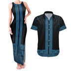 New Zealand Maori Kowhaiwhai Couples Matching Tank Maxi Dress and Hawaiian Shirt Kikorangi Maui and Mangopare