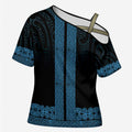 New Zealand Maori Kowhaiwhai Cross Shoulder Shirt Kikorangi Maui and Mangopare - Aussie Hoodie