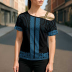 New Zealand Maori Kowhaiwhai Cross Shoulder Shirt Kikorangi Maui and Mangopare - Aussie Hoodie