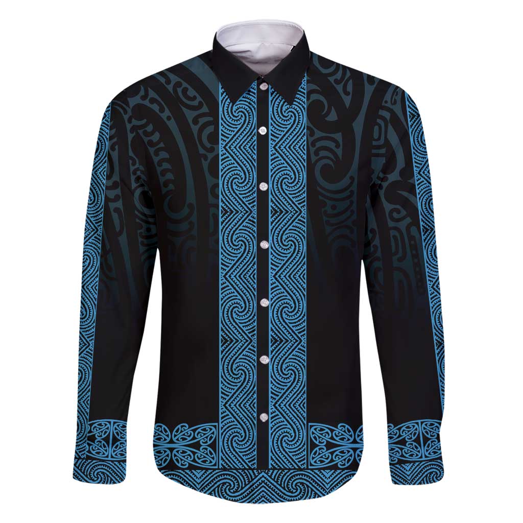 New Zealand Maori Kowhaiwhai Family Matching Long Sleeve Bodycon Dress and Hawaiian Shirt Kikorangi Maui and Mangopare