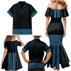 New Zealand Maori Kowhaiwhai Family Matching Mermaid Dress and Hawaiian Shirt Kikorangi Maui and Mangopare