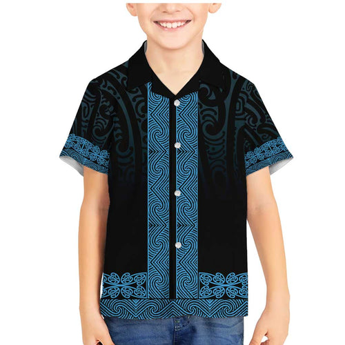 New Zealand Maori Kowhaiwhai Family Matching Mermaid Dress and Hawaiian Shirt Kikorangi Maui and Mangopare