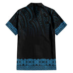 New Zealand Maori Kowhaiwhai Family Matching Off The Shoulder Long Sleeve Dress and Hawaiian Shirt Kikorangi Maui and Mangopare