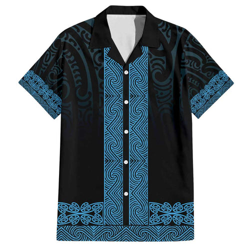 New Zealand Maori Kowhaiwhai Family Matching Off Shoulder Maxi Dress and Hawaiian Shirt Kikorangi Maui and Mangopare