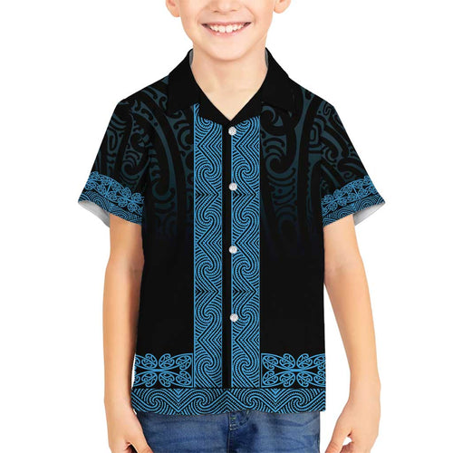 New Zealand Maori Kowhaiwhai Family Matching Off Shoulder Maxi Dress and Hawaiian Shirt Kikorangi Maui and Mangopare