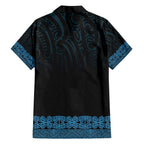 New Zealand Maori Kowhaiwhai Family Matching Off Shoulder Short Dress and Hawaiian Shirt Kikorangi Maui and Mangopare