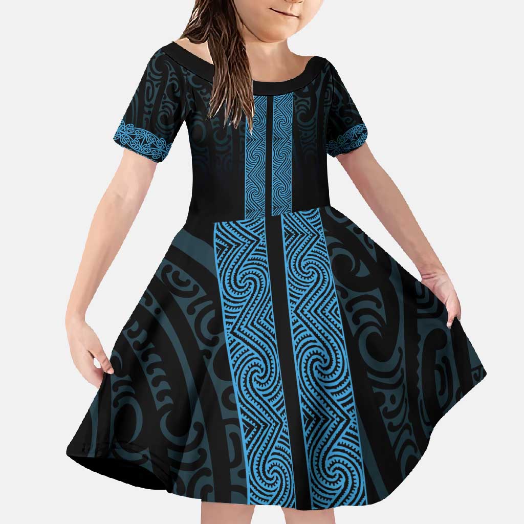 New Zealand Maori Kowhaiwhai Family Matching Summer Maxi Dress and Hawaiian Shirt Kikorangi Maui and Mangopare