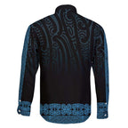 New Zealand Maori Kowhaiwhai Family Matching Summer Maxi Dress and Hawaiian Shirt Kikorangi Maui and Mangopare