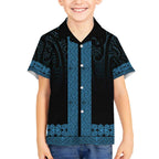 New Zealand Maori Kowhaiwhai Hawaiian Shirt Kikorangi Maui and Mangopare