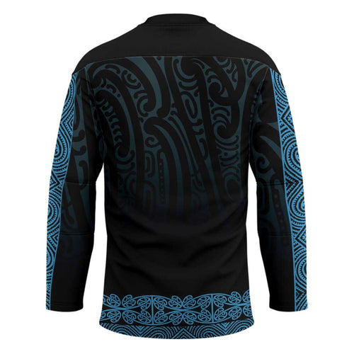 New Zealand Maori Kowhaiwhai Hockey Jersey Kikorangi Maui and Mangopare - Aussie Hoodie