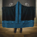 New Zealand Maori Kowhaiwhai Hooded Blanket Kikorangi Maui and Mangopare