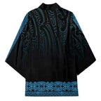 New Zealand Maori Kowhaiwhai Kimono Kikorangi Maui and Mangopare - Aussie Hoodie