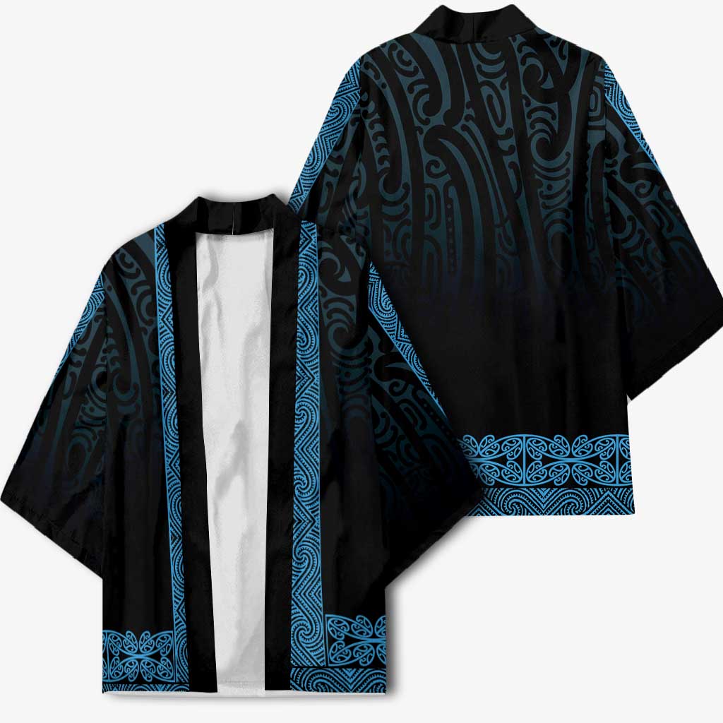 New Zealand Maori Kowhaiwhai Kimono Kikorangi Maui and Mangopare - Aussie Hoodie
