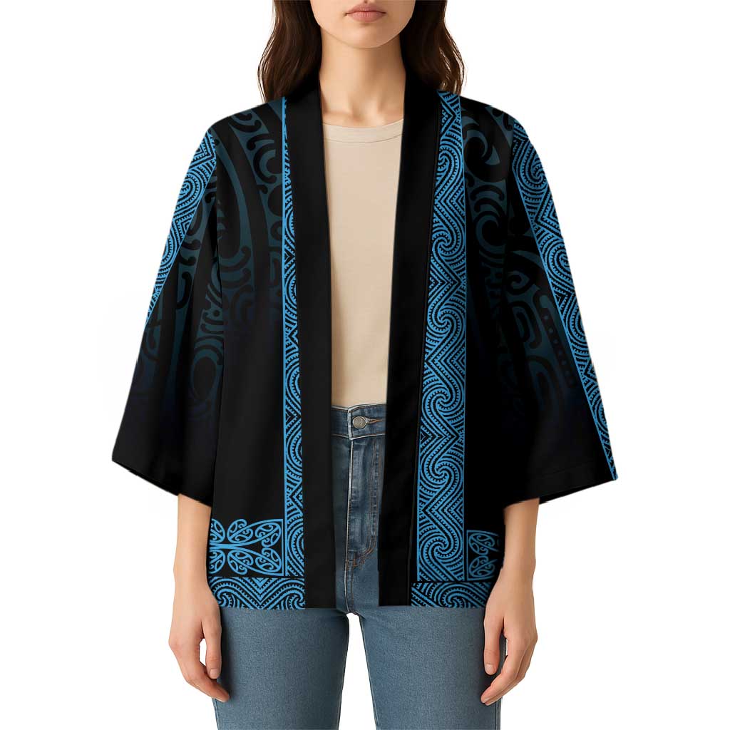 New Zealand Maori Kowhaiwhai Kimono Kikorangi Maui and Mangopare - Aussie Hoodie