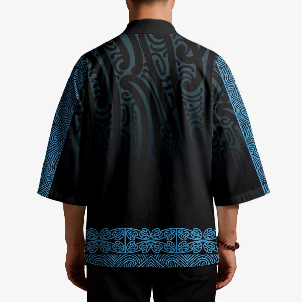 New Zealand Maori Kowhaiwhai Kimono Kikorangi Maui and Mangopare - Aussie Hoodie