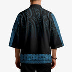 New Zealand Maori Kowhaiwhai Kimono Kikorangi Maui and Mangopare - Aussie Hoodie