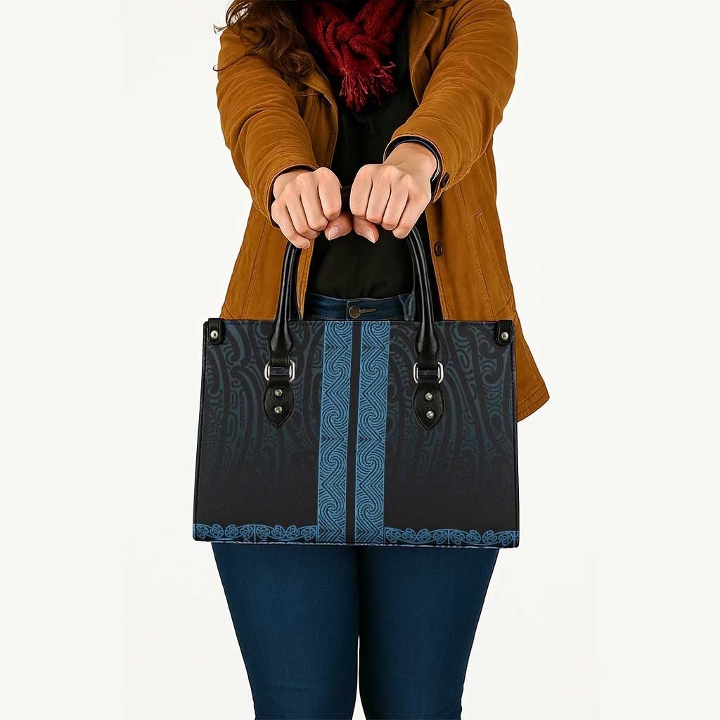 New Zealand Maori Kowhaiwhai Leather Bag Kikorangi Maui and Mangopare - Aussie Hoodie