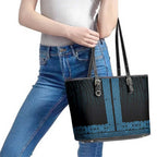 New Zealand Maori Kowhaiwhai Leather Tote Bag Kikorangi Maui and Mangopare