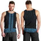 New Zealand Maori Kowhaiwhai Men Tank Top Kikorangi Maui and Mangopare