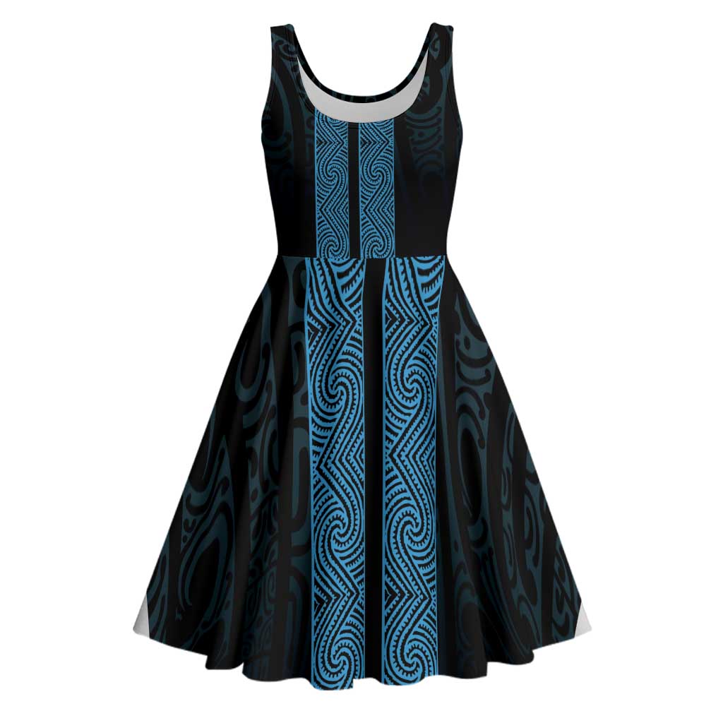 New Zealand Maori Kowhaiwhai Midi Dress Kikorangi Maui and Mangopare - Aussie Hoodie