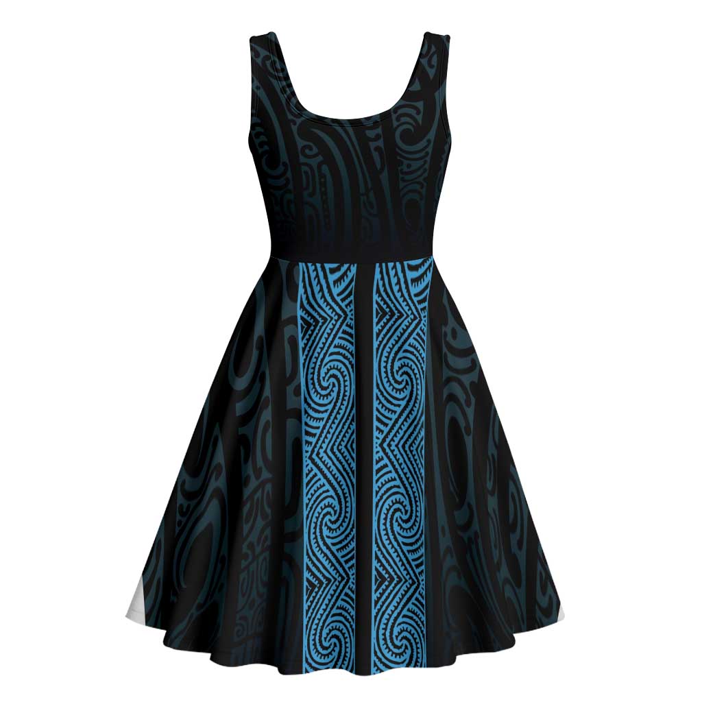 New Zealand Maori Kowhaiwhai Midi Dress Kikorangi Maui and Mangopare - Aussie Hoodie