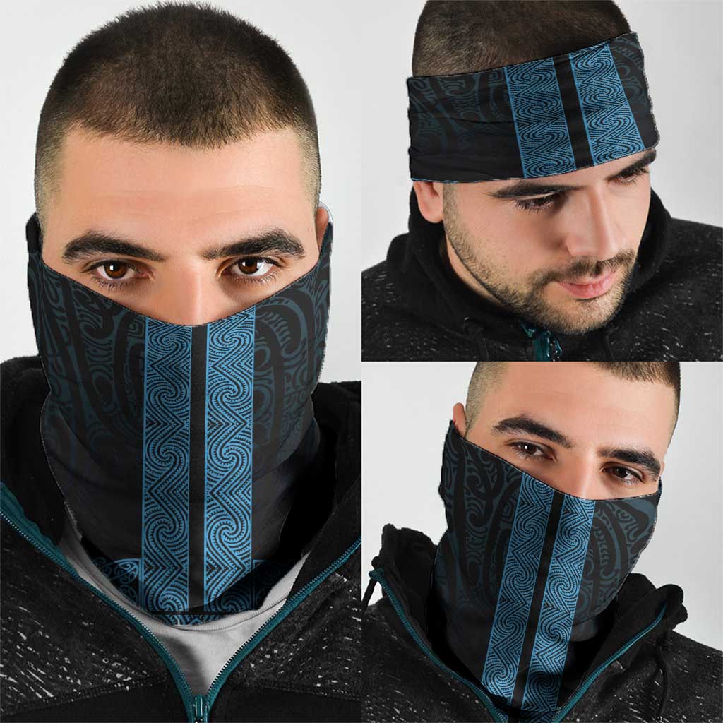 New Zealand Maori Kowhaiwhai Neck Gaiter Kikorangi Maui and Mangopare - Aussie Hoodie