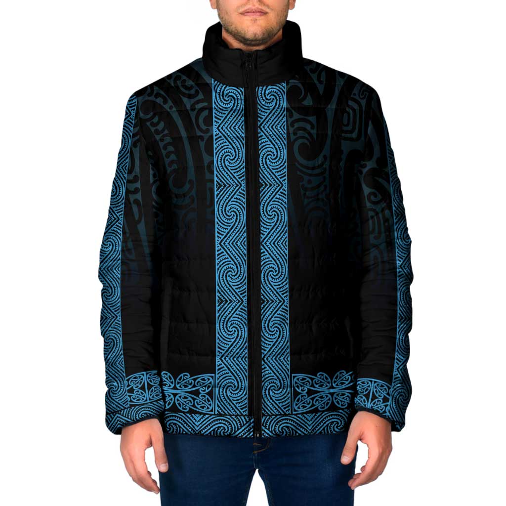 New Zealand Maori Kowhaiwhai Padded Jacket Kikorangi Maui and Mangopare - Aussie Hoodie