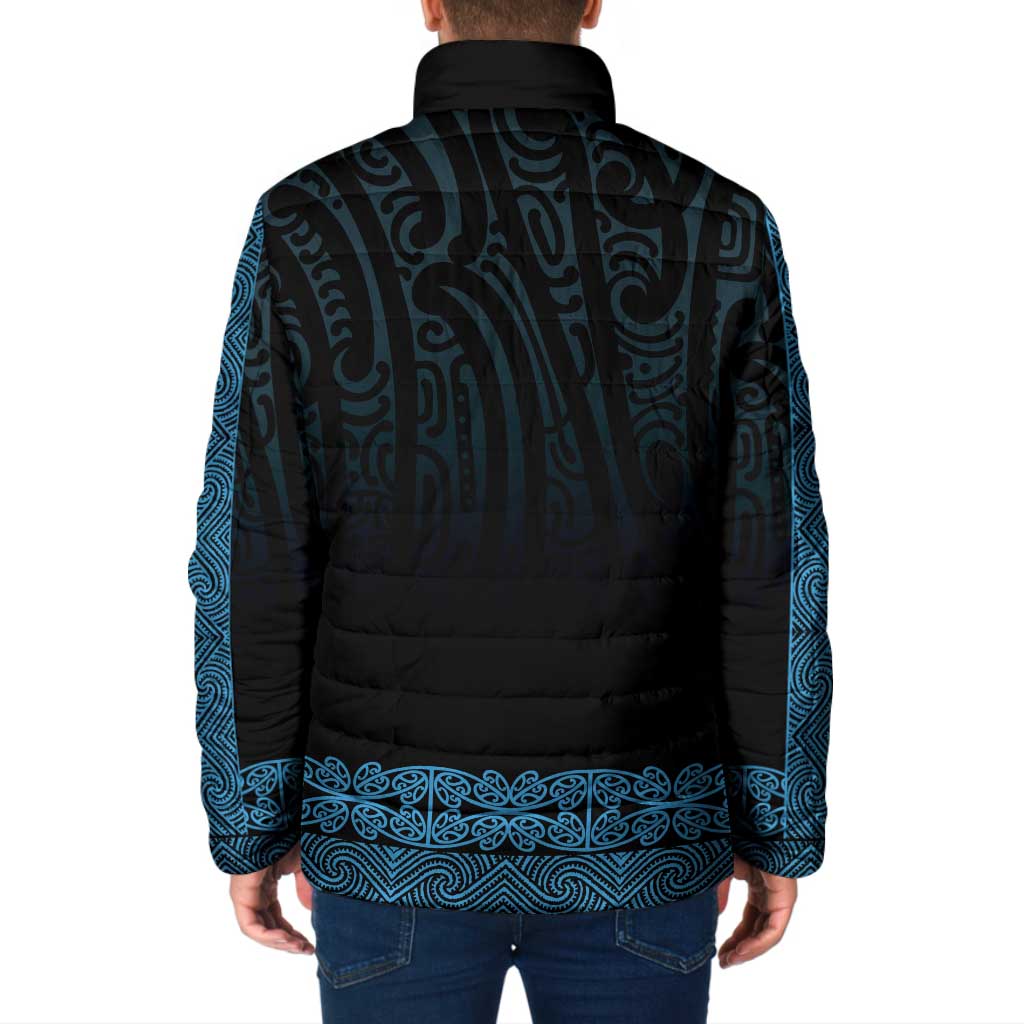 New Zealand Maori Kowhaiwhai Padded Jacket Kikorangi Maui and Mangopare - Aussie Hoodie