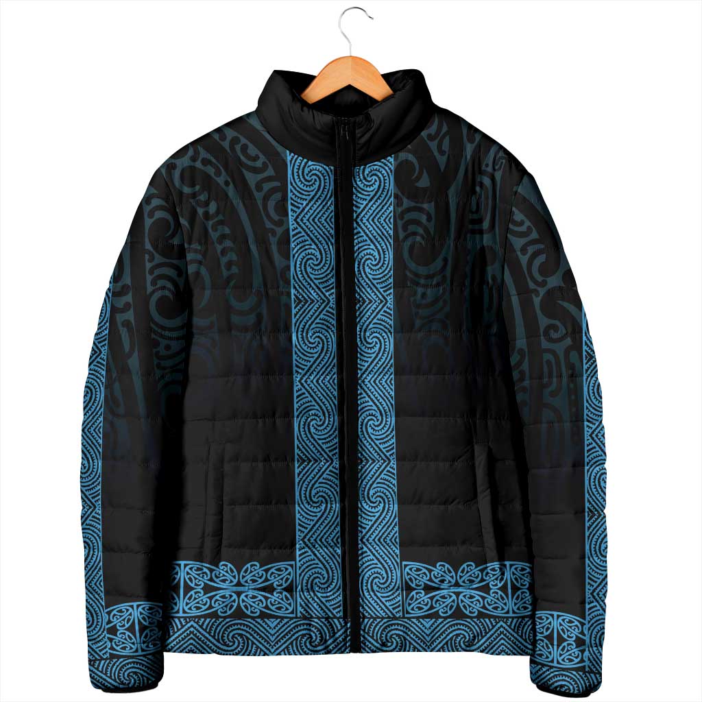 New Zealand Maori Kowhaiwhai Padded Jacket Kikorangi Maui and Mangopare - Aussie Hoodie
