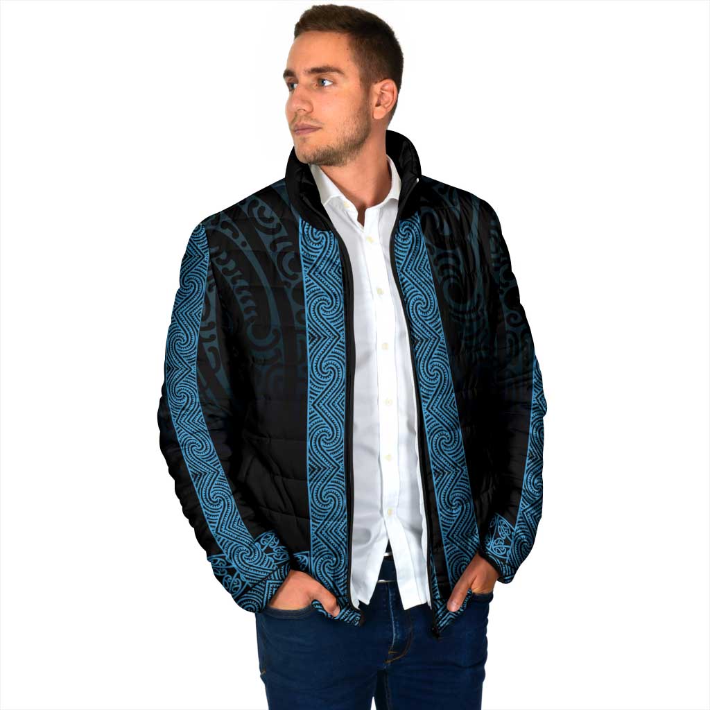 New Zealand Maori Kowhaiwhai Padded Jacket Kikorangi Maui and Mangopare - Aussie Hoodie