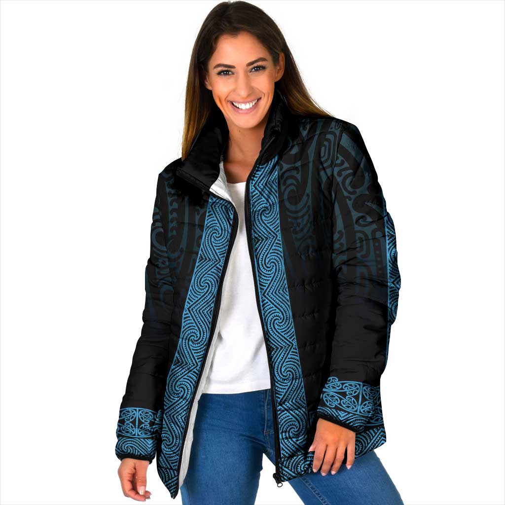 New Zealand Maori Kowhaiwhai Padded Jacket Kikorangi Maui and Mangopare - Aussie Hoodie