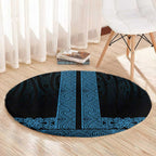 New Zealand Maori Kowhaiwhai Round Carpet Kikorangi Maui and Mangopare