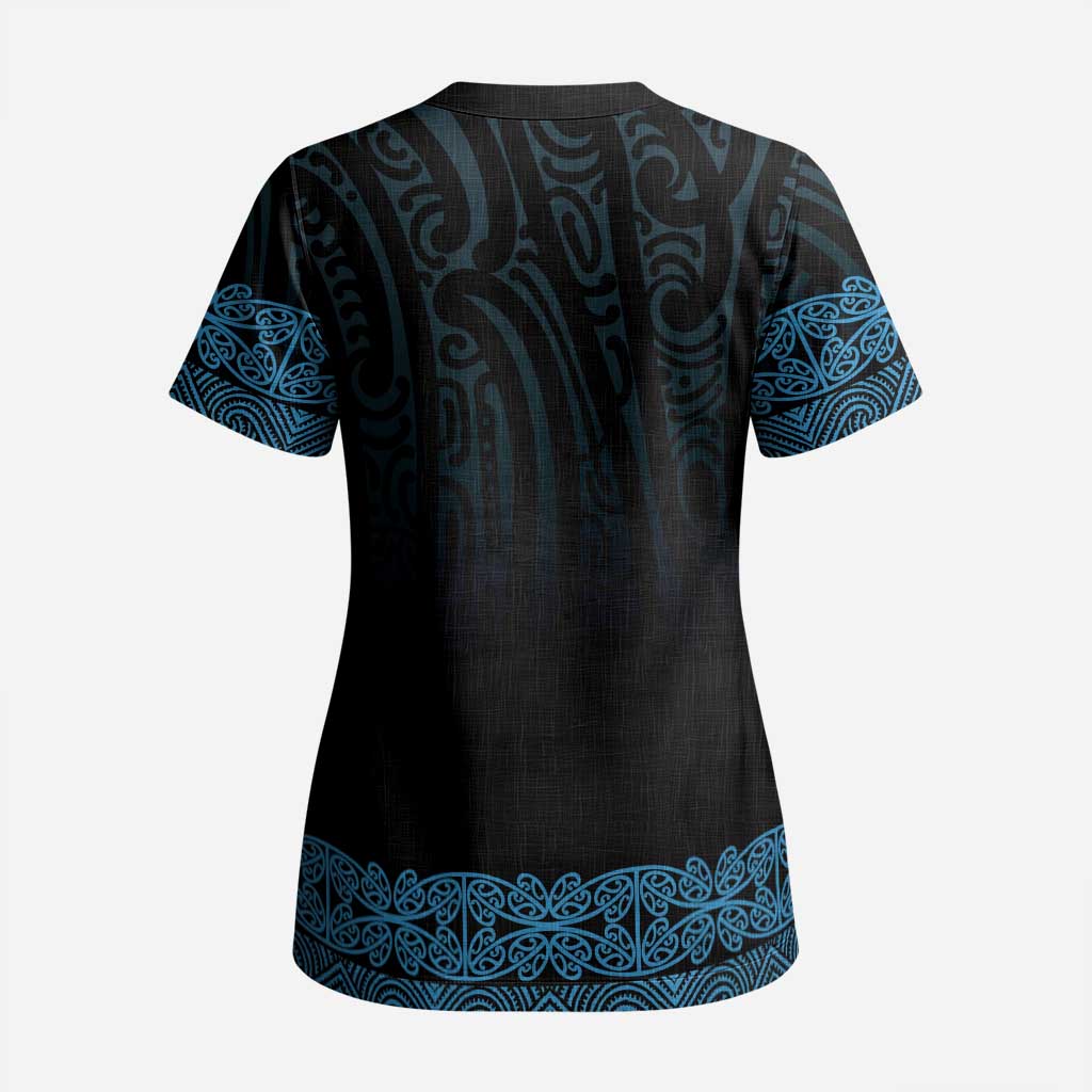 New Zealand Maori Kowhaiwhai Scrub Top Kikorangi Maui and Mangopare - Aussie Hoodie