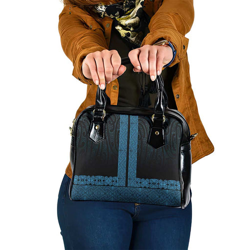 New Zealand Maori Kowhaiwhai Shoulder Handbag Kikorangi Maui and Mangopare