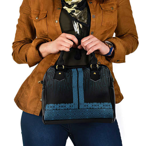 New Zealand Maori Kowhaiwhai Shoulder Handbag Kikorangi Maui and Mangopare