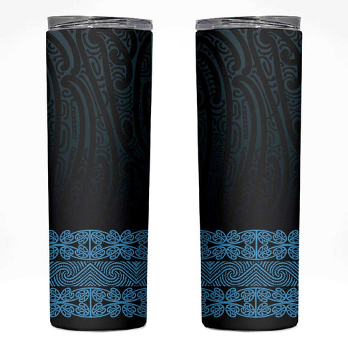 New Zealand Maori Kowhaiwhai Skinny Tumbler Kikorangi Maui and Mangopare