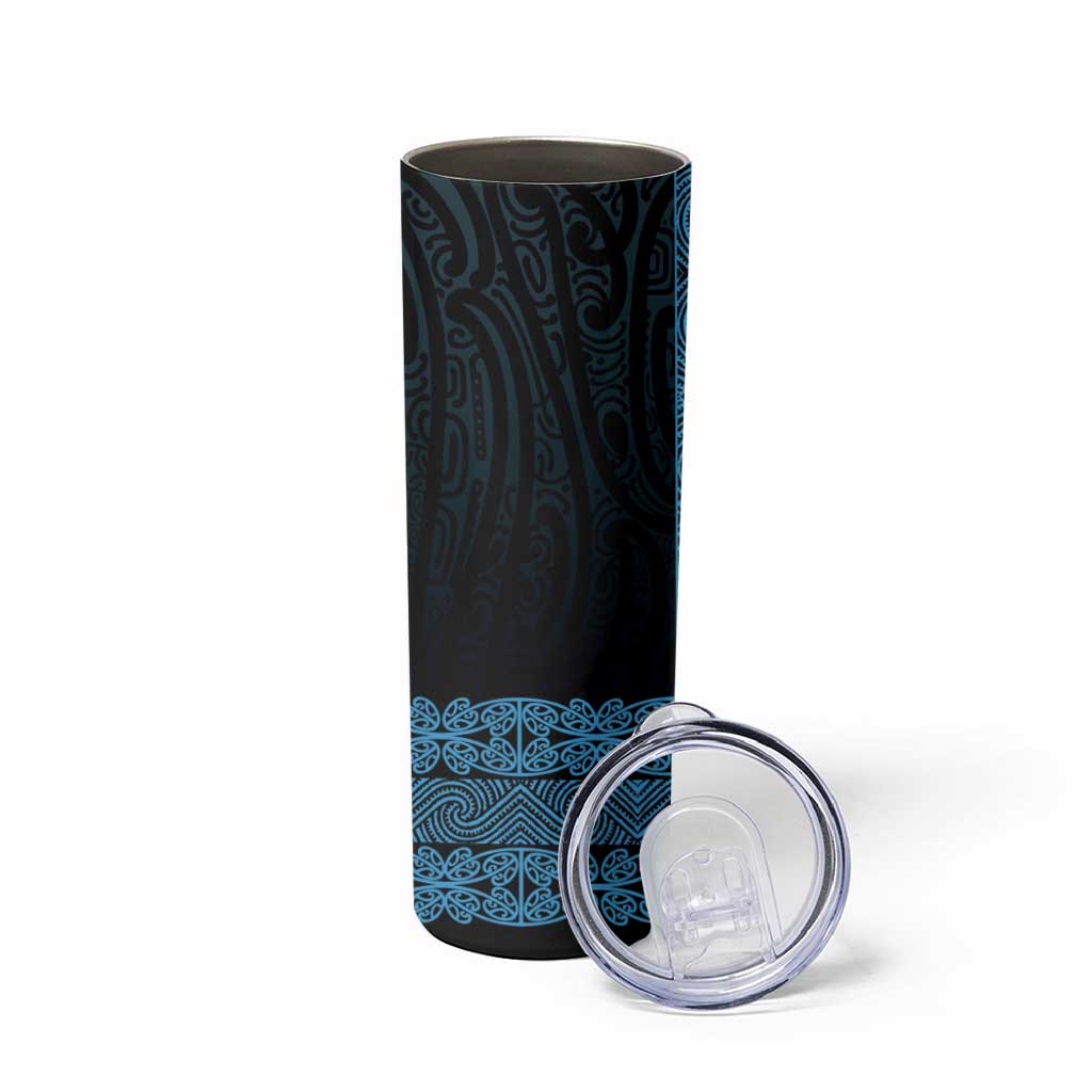 New Zealand Maori Kowhaiwhai Skinny Tumbler Kikorangi Maui and Mangopare