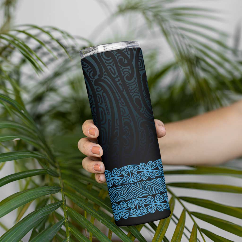 New Zealand Maori Kowhaiwhai Skinny Tumbler Kikorangi Maui and Mangopare