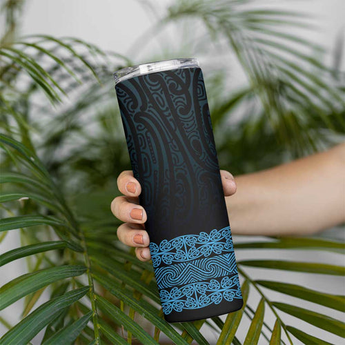 New Zealand Maori Kowhaiwhai Skinny Tumbler Kikorangi Maui and Mangopare