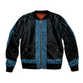 New Zealand Maori Kowhaiwhai Sleeve Zip Bomber Jacket Kikorangi Maui and Mangopare