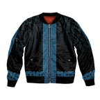 New Zealand Maori Kowhaiwhai Sleeve Zip Bomber Jacket Kikorangi Maui and Mangopare