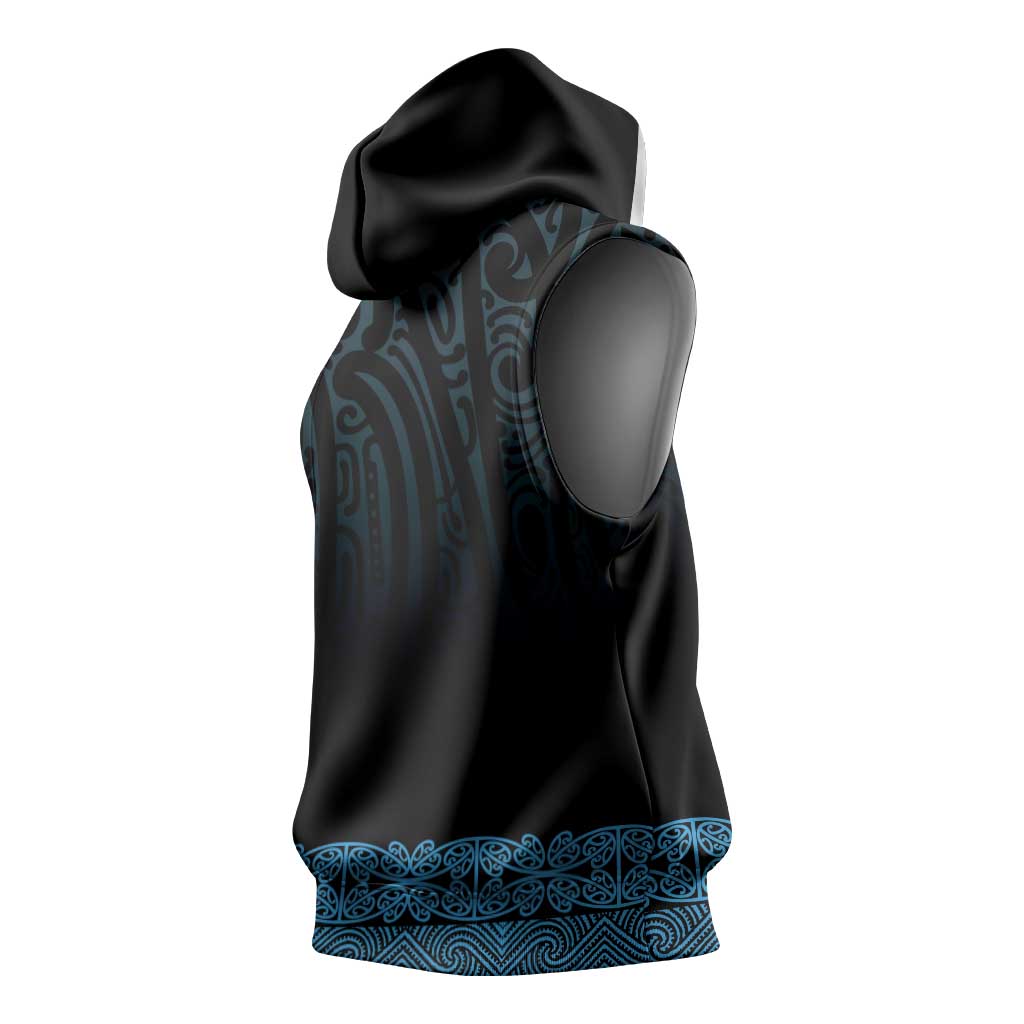 New Zealand Maori Kowhaiwhai Sleeveless Hoodie Kikorangi Maui and Mangopare - Aussie Hoodie